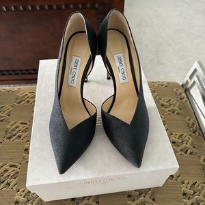 Jimmy Choo Sofia 100 pump black fire glitter leather heels size 40 (Size…